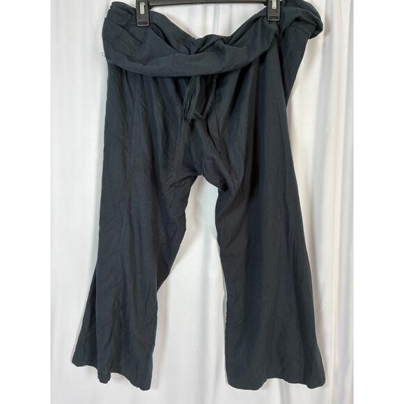 Wide Leg Pants Womens L/XL/XXL Black Drop Crotch Lagenlook Baggy Oversize - Picture 1 of 5